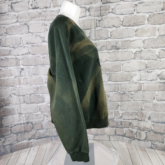 Roots Equestrian Tie Dye Crew Neck Sweatshirt Velveteen Maple Leaf  Logo Green - Picture 8 of 12